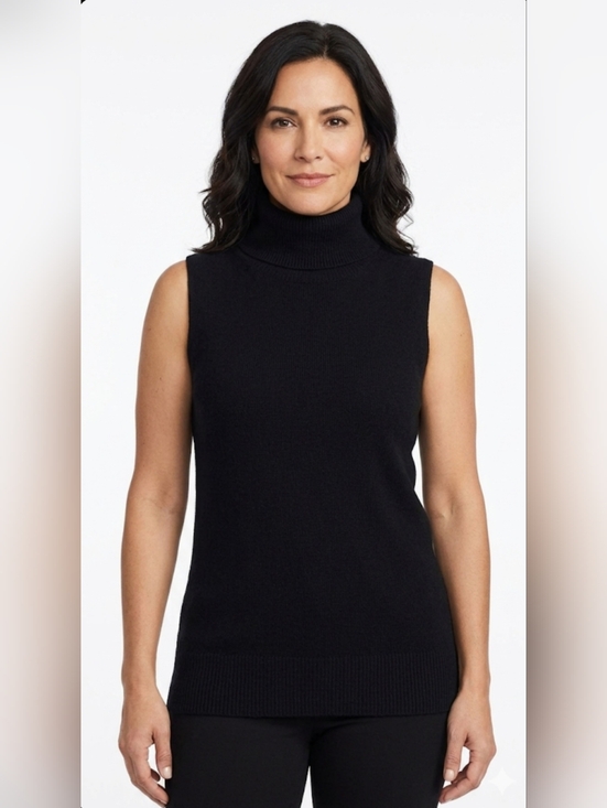 Carmen Marc Valvo Sweaters - Carmen Marc Valvo Sleeveless Turtleneck Sweater - Black Size S.